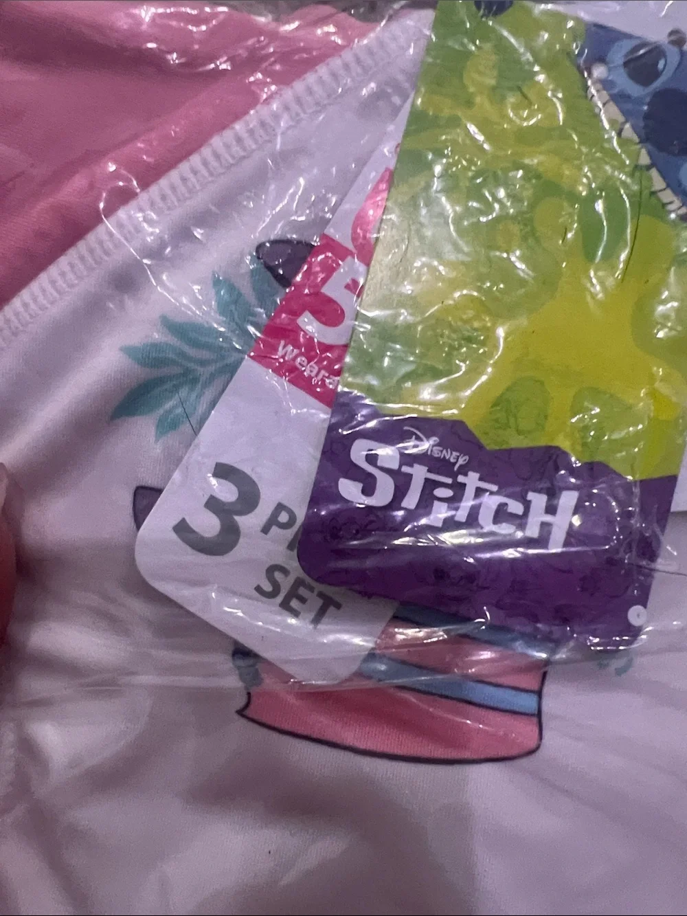 BRAND NEW Disney Lilo & Stitch Pink 3-Piece Swim Set - Rash Guard Size 18Months